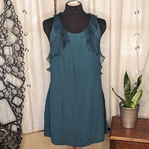 Free People jade green shift ruffle dress 8